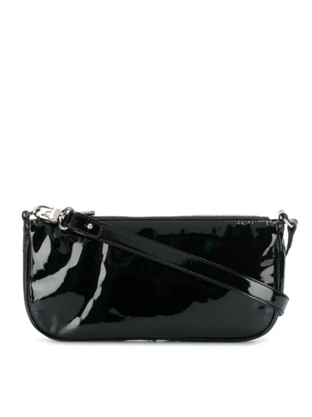 BY FAR Rachel Black Patent Leather Shoulder Bag